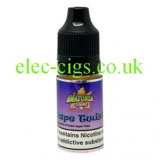 image shows a bottle of Amazonia 10ML Sub-Ohm E-Liquid Grape Twist