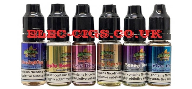 A selection of the flavours available in the Amazonia 10 ML Sub Ohm 70-30 (VG/PG) E-Liquids Range