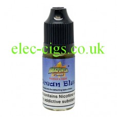 image shows a bottle of Amazonia 10ML Sub-Ohm E-Liquid Ocean Blue