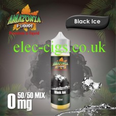 image shown on a matching background, Black Ice 50ML E-Liquid with a 50-50 Mix by Amazonia