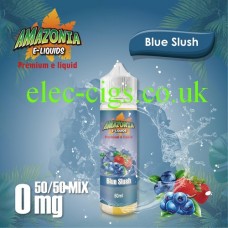 image shown on matching background, Blue Slush  50ML E-Liquid with a 50-50 Mix by Amazonia
