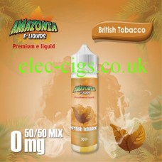 image shown on matching background, British Tobacco 50ML E-Liquid with a 50-50 Mix by Amazonia