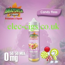 image shown on matching background, Candy Floss 50ML E-Liquid with a 50-50 Mix by Amazonia