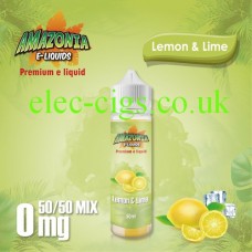 image shown on matching background, Lemon and Lime 50ML E-Liquid with a 50-50 Mix by Amazonia