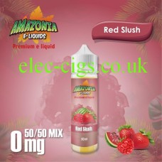 image shown on matching background, Red Slush 50ML E-Liquid with a 50-50 Mix by Amazonia
