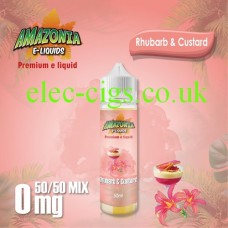 image shown on matching background, Rhubarb and Custard 50ML E-Liquid with a 50-50 Mix by Amazonia
