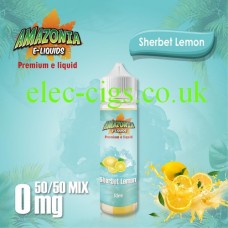 image shown on matching background, Sherbet Lemon 50ML E-Liquid with a 50-50 Mix by Amazonia