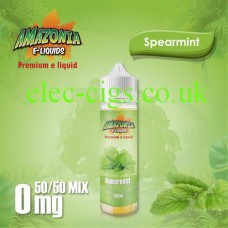 image shown on matching background, Spearmint 50ML E-Liquid with a 50-50 Mix by Amazonia