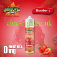 image shown on matching background, Strawberry 50ML E-Liquid with a 50-50 Mix by Amazonia