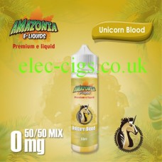 image shown on matching background, Unicorn Blood 50ML E-Liquid with a 50-50 Mix by Amazonia