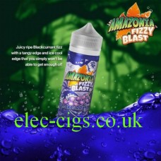 Image shows a bottle of Amazonia Fizzy Blast E-Liquid Blackcurrant