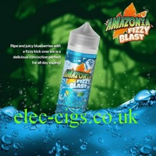 image shows a bottle of Amazonia Fizzy Blast E-Liquid Blueberry