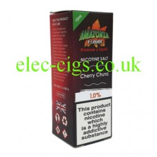 image of a box containing Amazonia Premium 10 ML Nicotine Salt E-Liquid Cherry Chunz