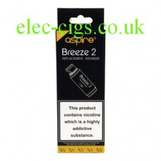 Image shows a 5 pack of Aspire Coils for the Aspire Breeze 2 System