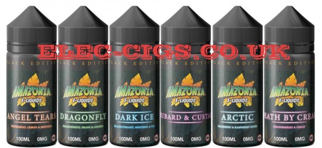 Six of the best bottles of Black Edition 100ML E-Liquids by Amazonia