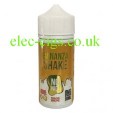 image shows a white plastic bottle with a green label containing Bananze Shake 80 ML E-Liquid Milkshake Range by Black Mvrket