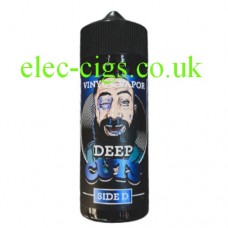 Bottle: blue label: image of man with beard; containing Deep Cuts Side D 100ML E-Liquid by Vinyl and Vapour 