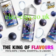 image shows a bottle of Blueberry Blackcurrant 100ML E-Liquid from the Fruit Kings Range 