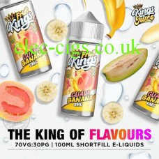 image shows a bottle of Guava Banana 100ML E-Liquid from the Fruit Kings Range 