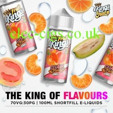 image shows a bottle of Guava Orange 100ML E-Liquid from the Fruit Kings Range 