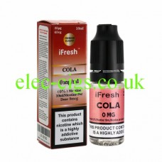 Image shows a bottle and box on a white background of Cola 10 ML E-Liquid by iFresh