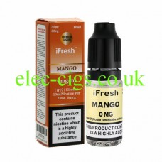 Image shows a bottle and box on a white background of Mango 10 ML E-Liquid by iFresh
