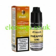 Image shows a bottle and box on a white background of Pineapple 10 ML E-Liquid by iFresh