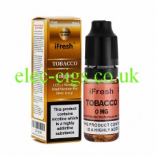 Image shows a bottle and box on a white background of Tobacco 10 ML E-Liquid by iFresh
