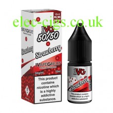 image shows a box and bottle of IVG Strawberry 10 ML E-Liquid