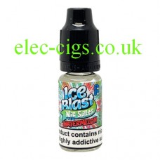 Image shows a bottle of Ice Blast 10ML Nicotine Salt E-Liquid: Iced Watermelon