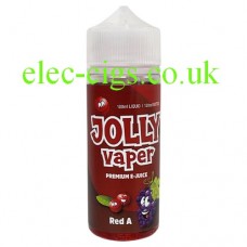 This shows a bottle of Red A 100 ML E-Liquid from Jolly Vaper