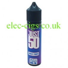 image shows a bottle of Just 50 Forest Fruits E-Liquid