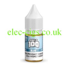 Image shows a single bottle of Keep It 100 Nicotine Salt Blue
