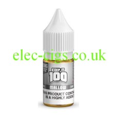 Image shows a single bottle of Keep It 100 Nicotine Salt Mallow