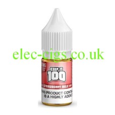 Image shows a single bottle of Keep It 100 Nicotine Salt Strawberry Milk