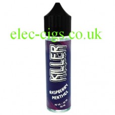 image shows a bottle of Raspberry Menthol 50 ML E-Liquid by Killer