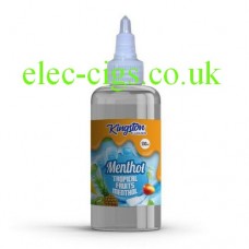 image shows a bottle of Tropical Fruits Menthol 500 ML E-Liquid by Kingston