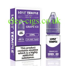 Lost Temple 10ML Nicotine Salt Vape E-Liquid Grape Ice from only £2.25