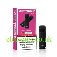 Image shows Fizzy Cherry Four Pod Pack for the Lost Temple Vape Pen 