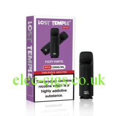 Image shows Fizzy Vimto Four Pod Pack for the Lost Temple Vape Pen 