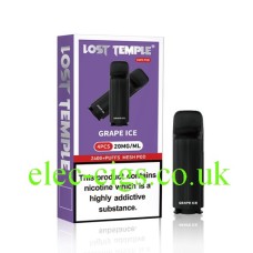 Image shows Grape Ice Four Pod Pack for the Lost Temple Vape Pen 