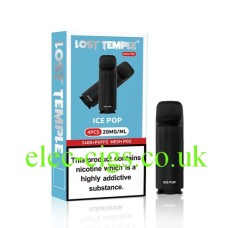 Image shows Ice Pop Four Pod Pack for the Lost Temple Vape Pen 