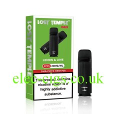 Image shows Lemon and Lime Four Pod Pack for the Lost Temple Vape Pen 