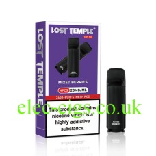 Image shows Mixed Berries Four Pod Pack for the Lost Temple Vape Pen 