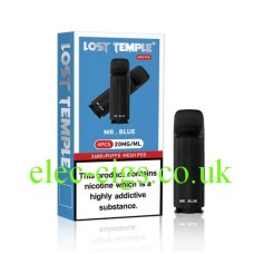 Image shows Mr Blue Four Pod Pack for the Lost Temple Vape Pen 