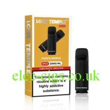 Image shows Peach Mango Four Pod Pack for the Lost Temple Vape Pen 