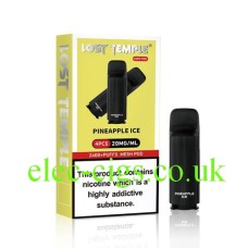 Image shows Pineapple Ice Four Pod Pack for the Lost Temple Vape Pen 