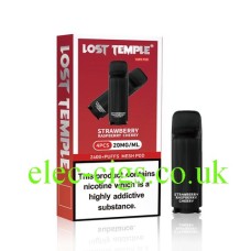 Image shows Strawberry Raspberry Cherry Four Pod Pack for the Lost Temple Vape Pen 