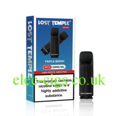 Image shows Triple Berry Four Pod Pack for the Lost Temple Vape Pen 