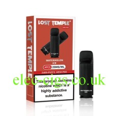 Image shows Watermelon Ice Four Pod Pack for the Lost Temple Vape Pen 